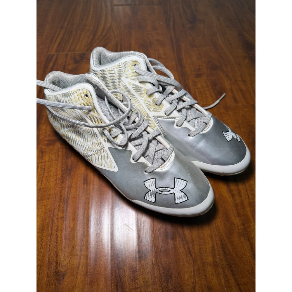 Under Armour Men's Nitro Mid Detachable Football Cleats SZ 7.5 White Silver